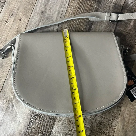 Simons Gray Real Leather Crossbody Bag - Picture 10 of 13